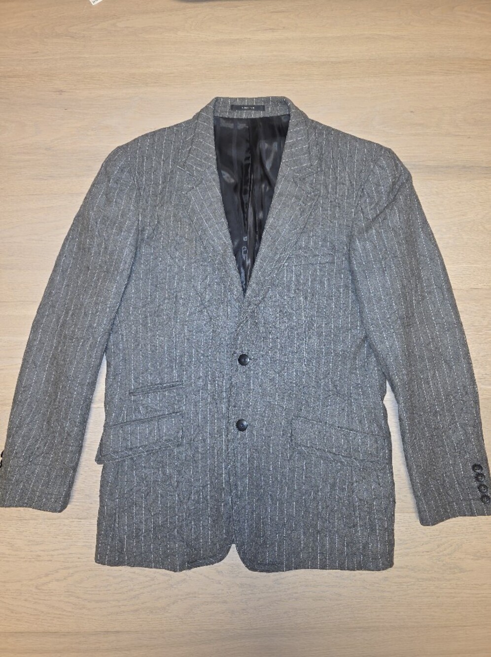 Y2K Selected Homme slim fit Wrinkled pinstriped blazer size 48 or US 38R